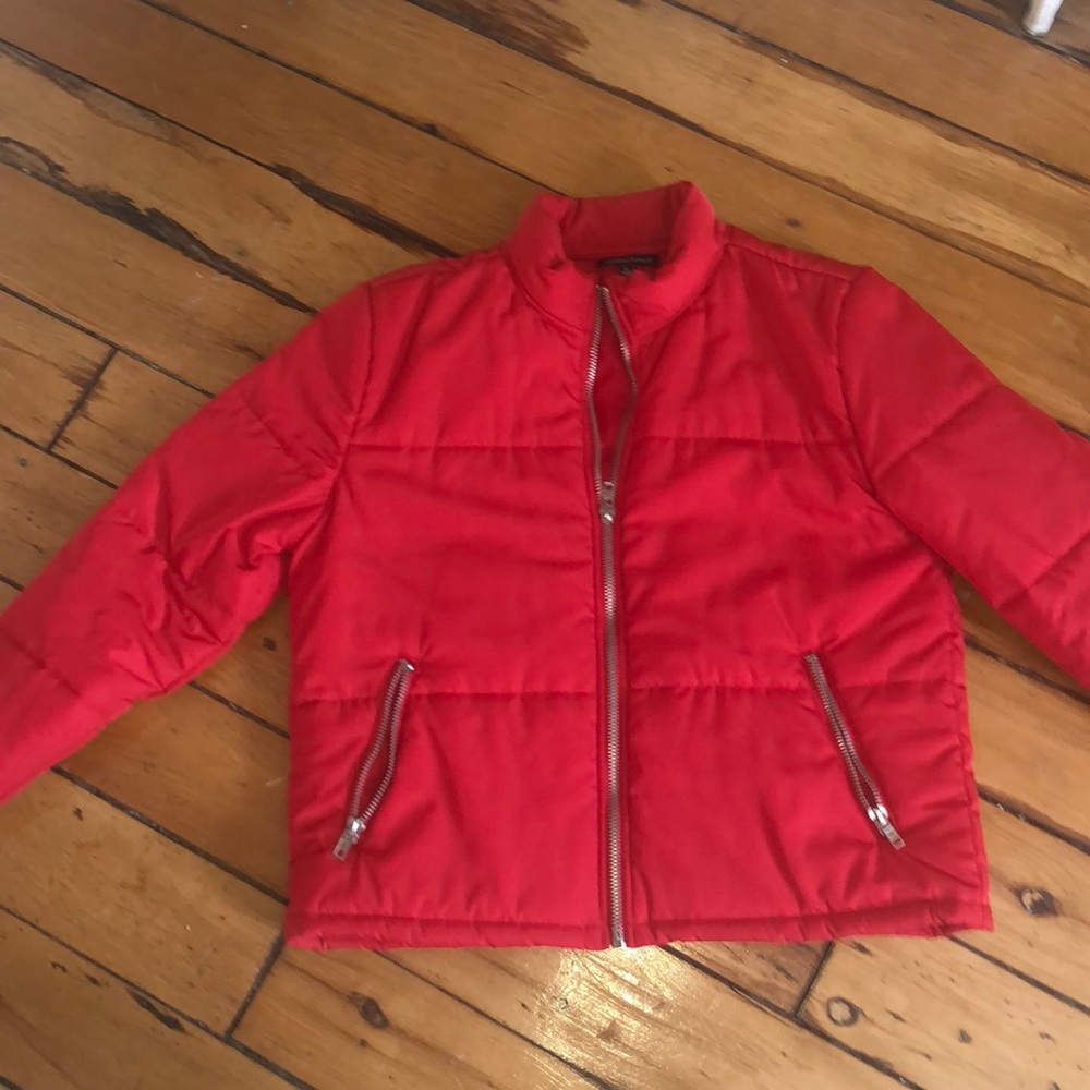 Kendall and Kylie Puffer Coat - Red, Size Large